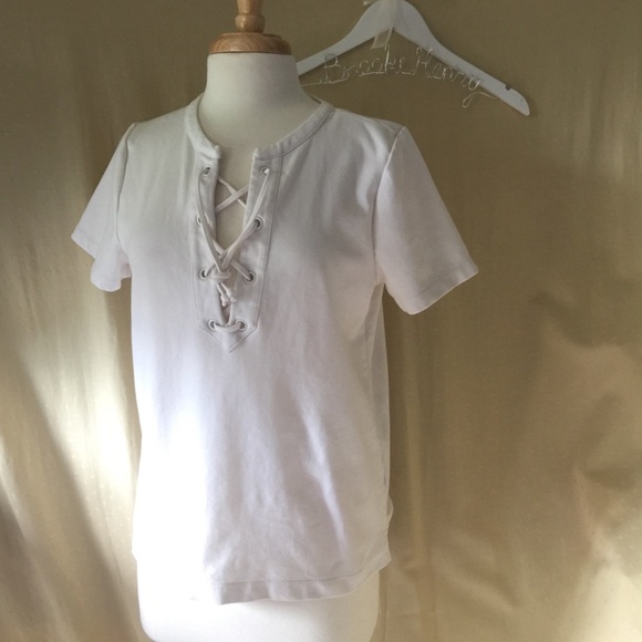 J. Crew Tops - AUTH J.CREW SZ SM CREAM DRAW STRING SHORT SLEEVES